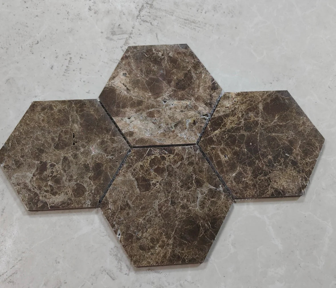 Marmer Hexagon Marron Emperador