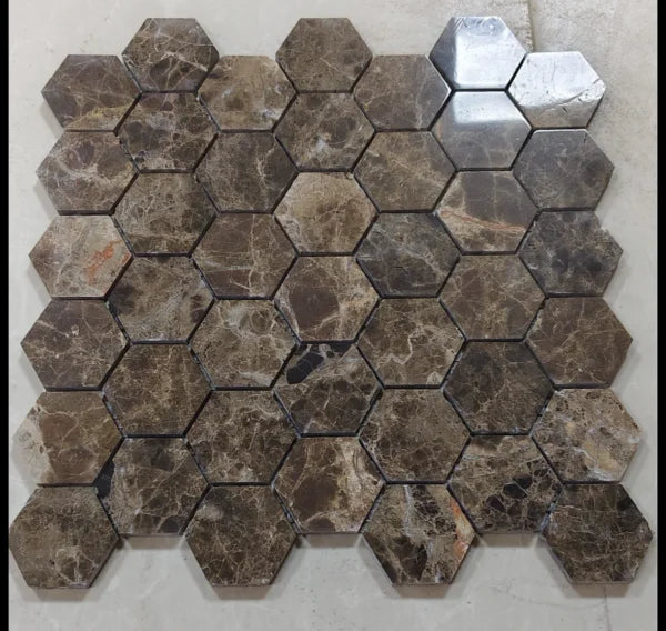 Marron Emperador Hexagon Marmer