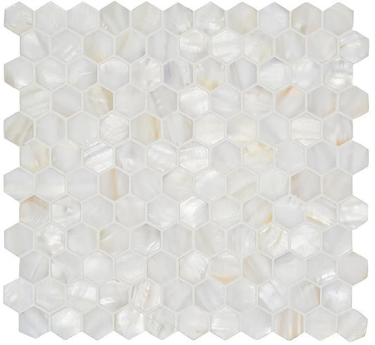 Pearl Shell White Hexagon Schelp