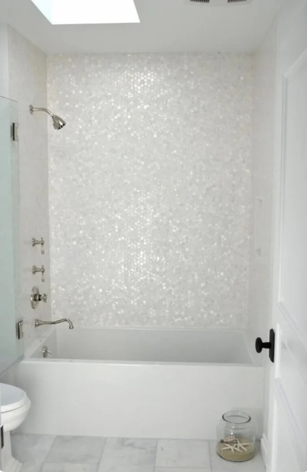 Pearl Shell White Hexagon Schelp