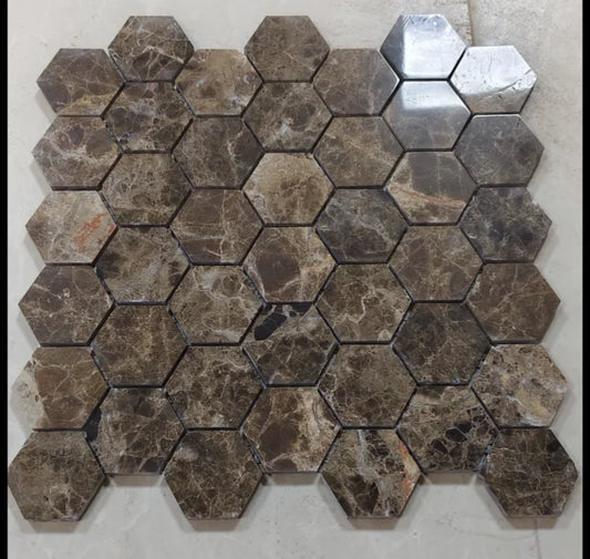 Marron Emperador Hexagon Marmer