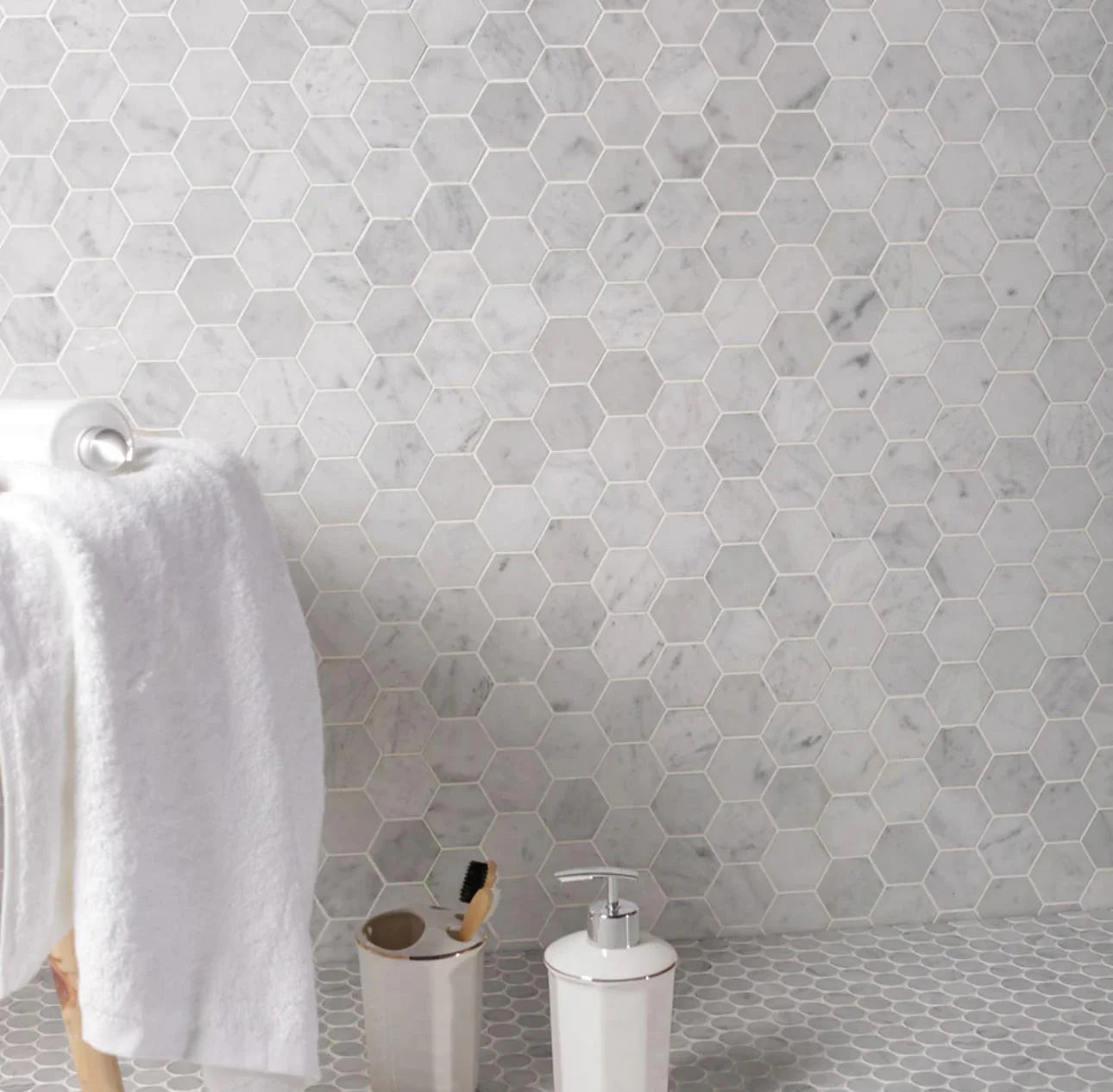 Marmer Hexagon Bianca Carrara