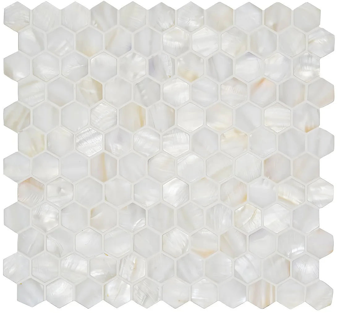 Pearl Shell White Hexagon Schelp
