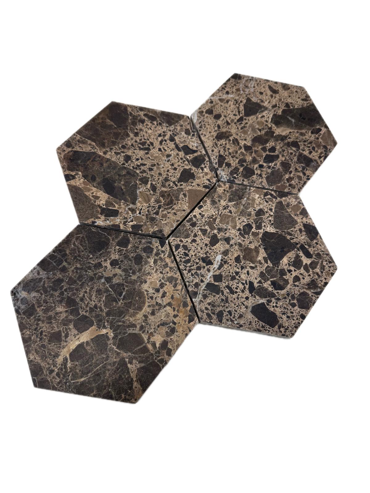 art 709 Marmer Marron Emperador Hexagon