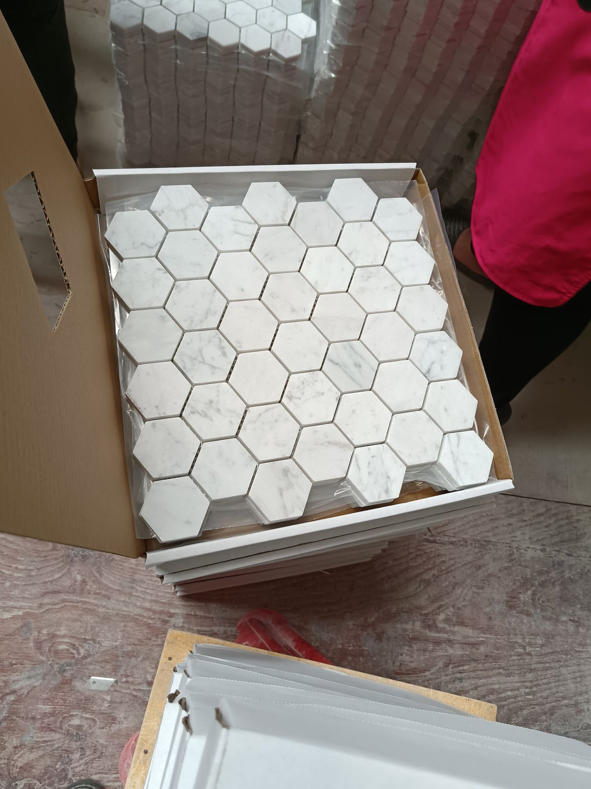 art 720 Marmer Hexagon Bianca Carrara 150mm