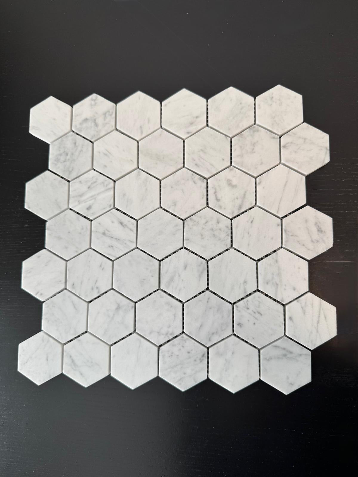 art 720 Marmer Hexagon Bianca Carrara 150mm