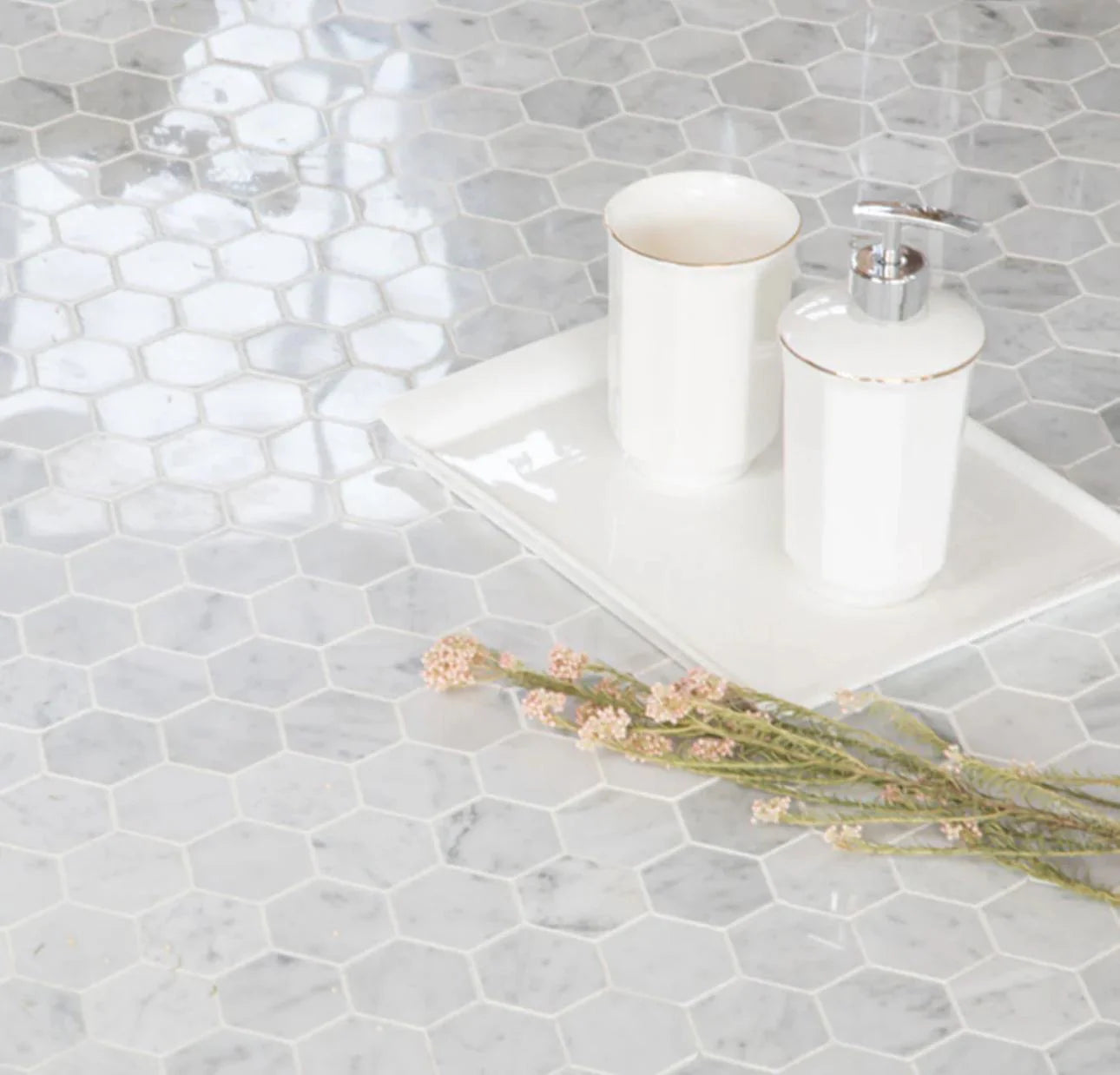 Pearl Shell White Hexagon Schelp