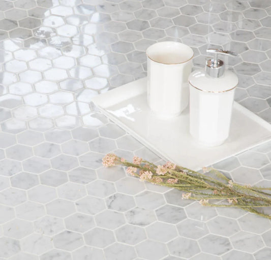 Pearl Shell White Hexagon Schelp