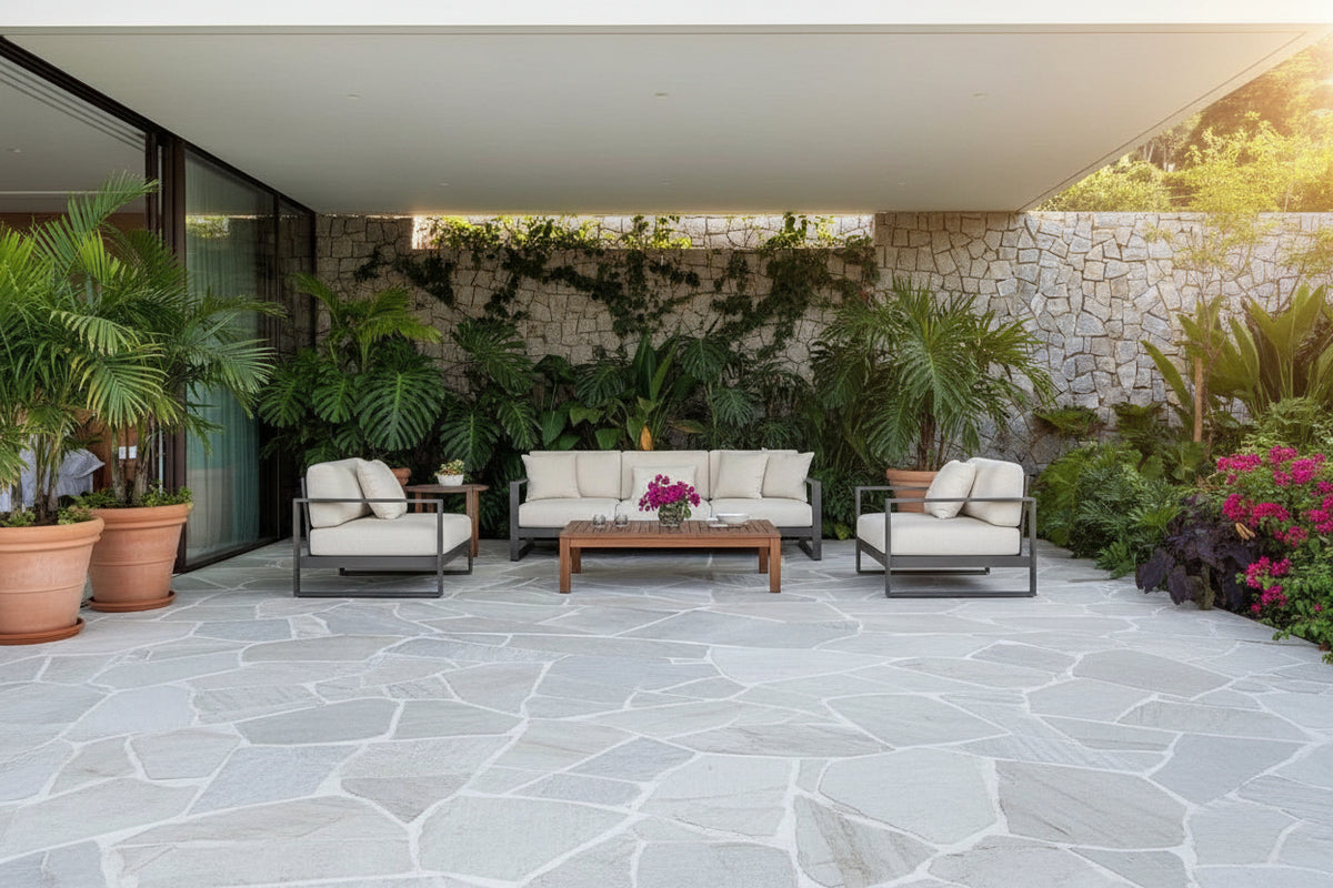 art 782 Flagstones Brasil White 25-40mm 4-8pc M2 Dikformaat geselecteerd materiaal
