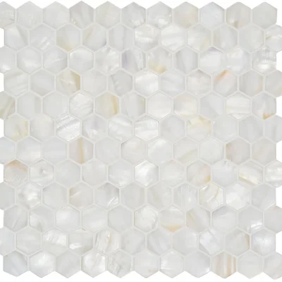 Pearl Shell White Hexagon Schelp