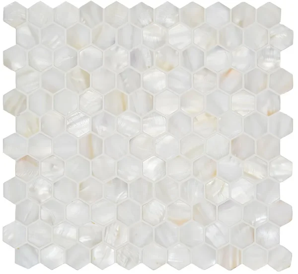 Pearl Shell White Hexagon Schelp
